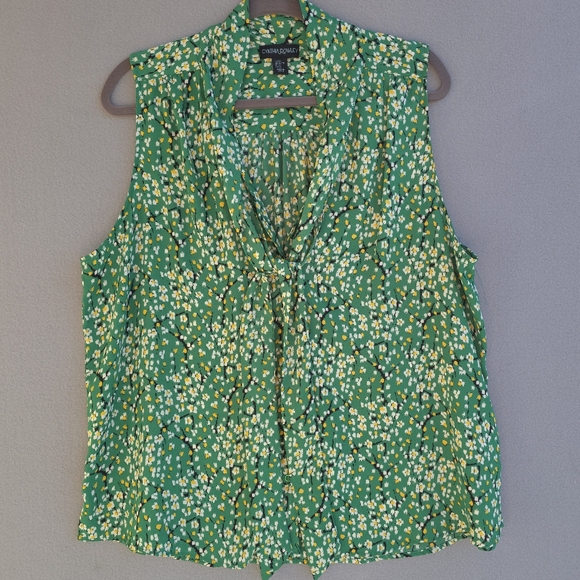 Cynthia Rowley Tops - Cynthia Rowley Green Floral Women's Sleeveless Top XL